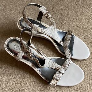 Alfani wedge sandals - beige and tan snake , size 8